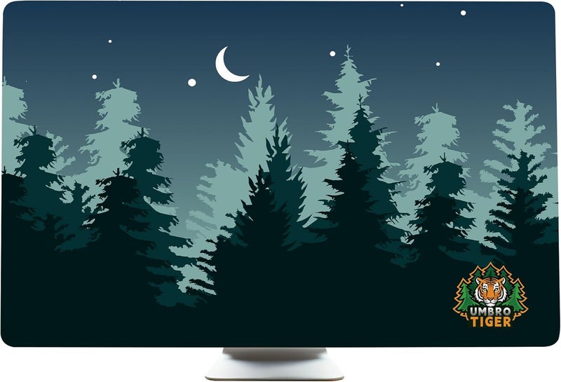 Umbrotiger 32-inch monitor dust cover, elastic polyester sunshade, 31" 32" 33" 34" computer screen cover, LCD/LED/HD panel protective film (Dark Night Forest, 31-34 inches) - Image 1